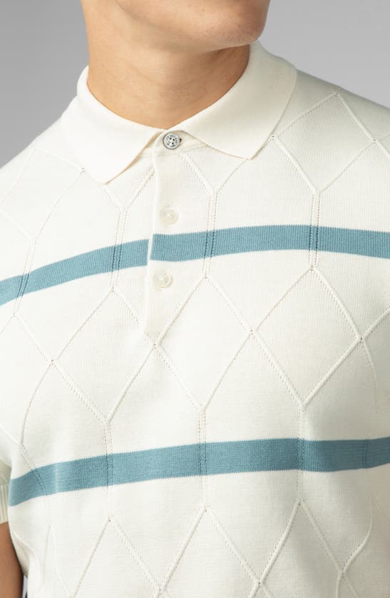 Shop Ben Sherman Argyle Stripe Polo Sweater In Ivory