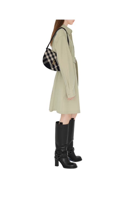 Burberry Rocking Horse Medium Check Crossbody Bag In Black