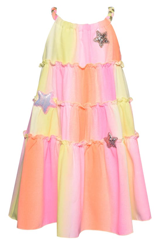Baby Sara Kids' Tiered Dress In Pink Multi