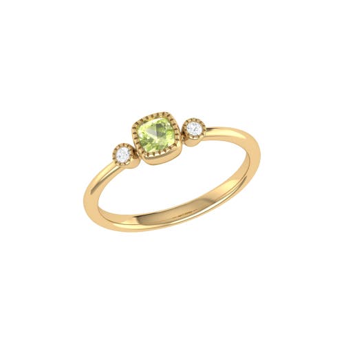 Luvmyjewelry Cushion Cut Peridot & Diamond Birthstone Ring In 14k Gold In Yellow Gold