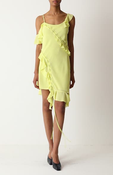 Acne Studios Daky Asymmetric Ruffle Lace-Up Detail Dress