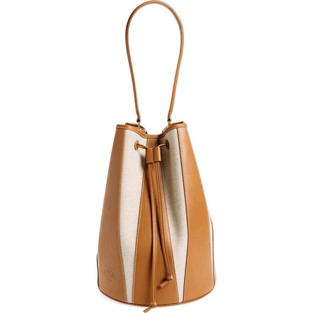 Altuzarra Large Drum Canvas & Leather Bucket Bag In Natural/canyon