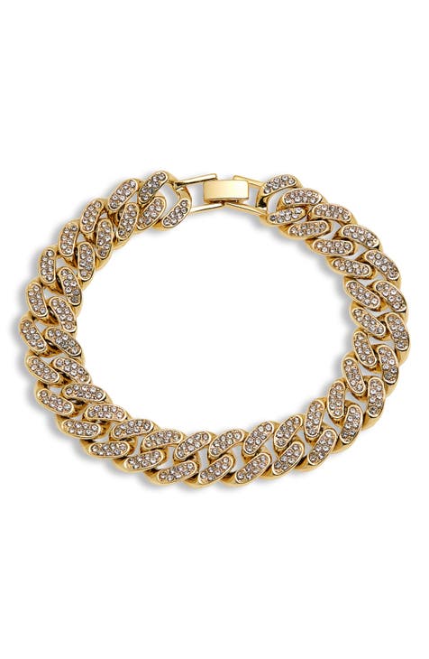 Men's Crystal Curb Chain Bracelet