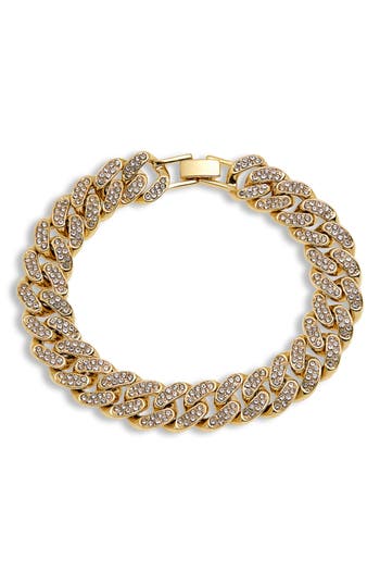Shop Nordstrom Rack Crystal Curb Chain Bracelet In Clear- Gold