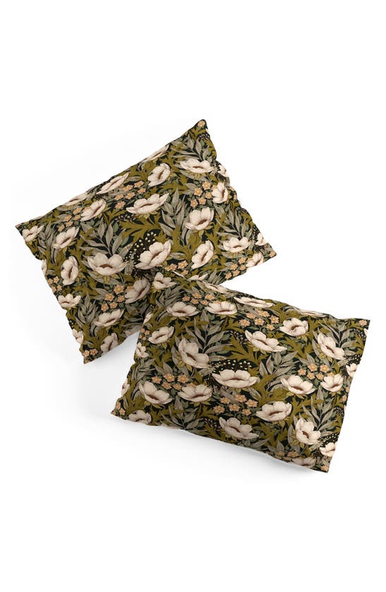 Deny Designs Floral Meadow Spring Green Duvet Cover & Shams Set In Green