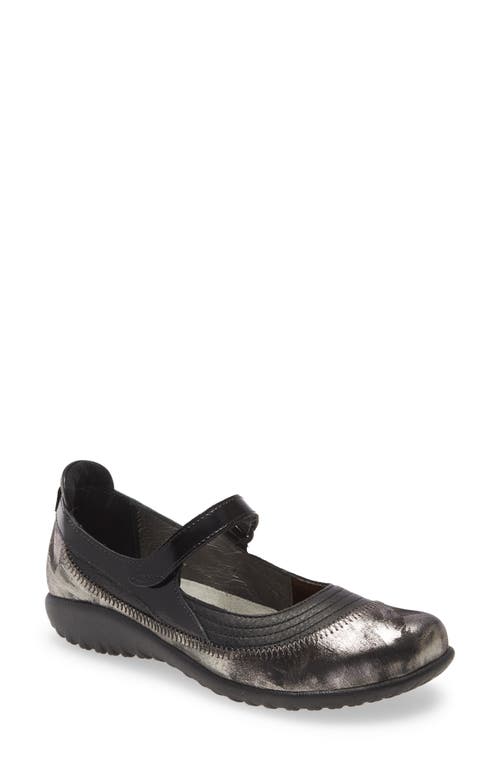 Naot Kire Mary Jane Flat In Soft Black/metallic Onyx
