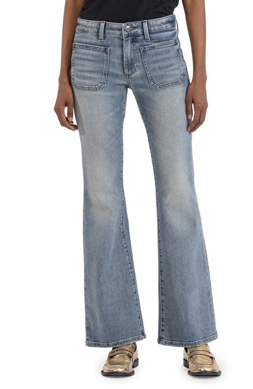 KUT from the Kloth Ana Patch Pocket High Waist Flare Jeans in Glamor