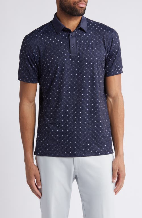 Versa Geo Print Performance Polo in Navy Diamond Dot