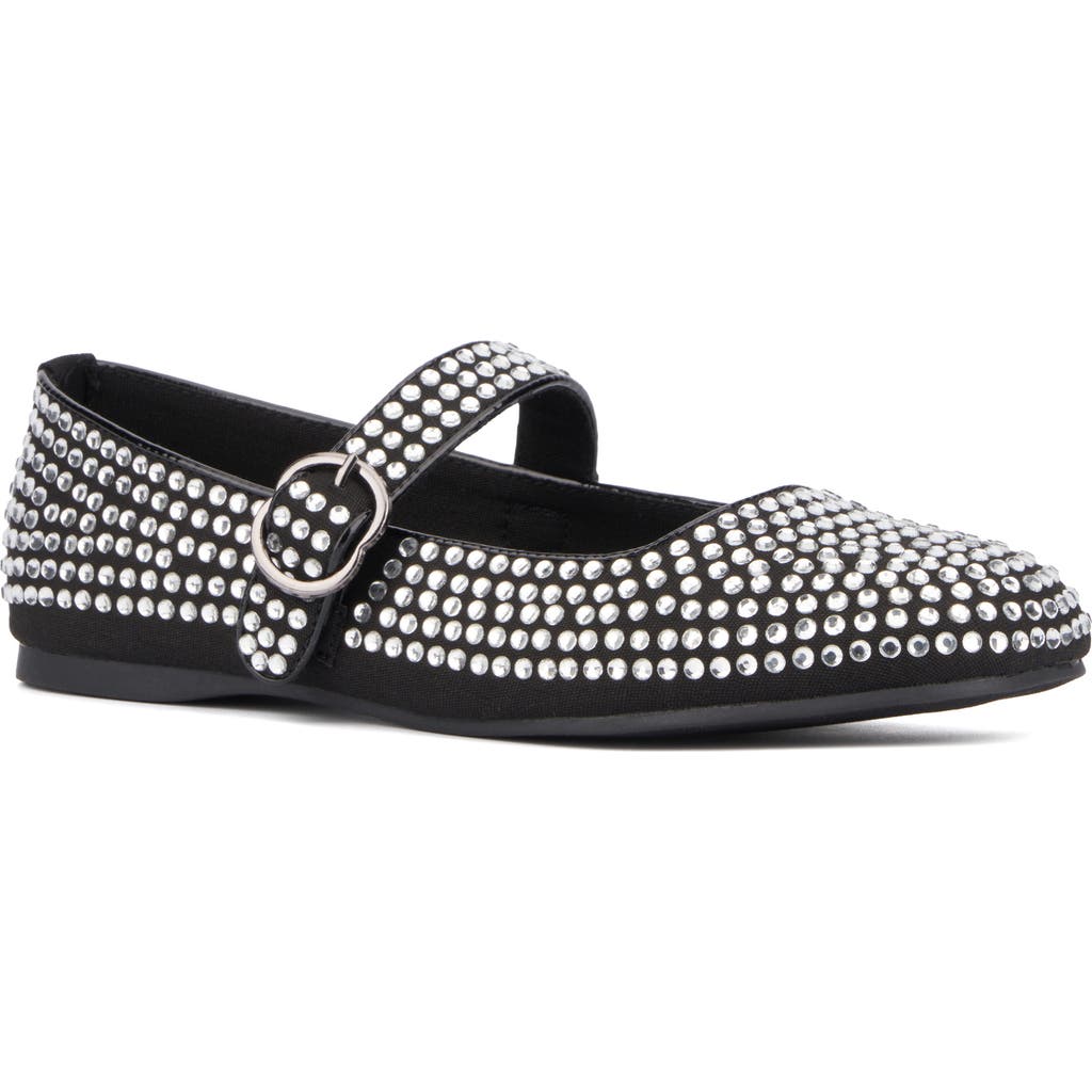 Olivia Miller Dawn Studded Mary Jane Flat In Black