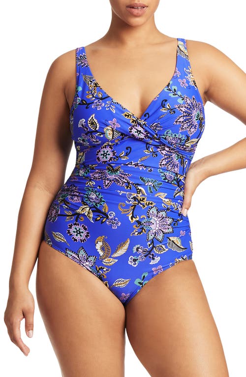 Sea Level Cross Front Multifit One-Piece Swimsuit in Cobalt at Nordstrom, Size 4 Us