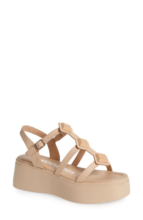 Shop Wonders Platform Sandal In Iseo Natural