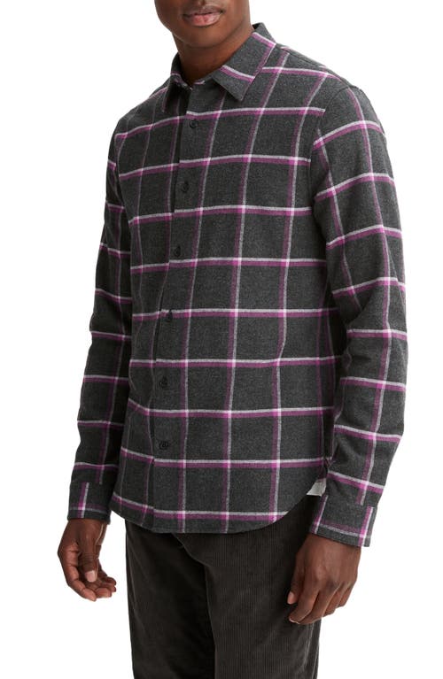 Shop Vince Skipton Plaid Flannel Button-up Shirt In Heather Grey/purple Stone