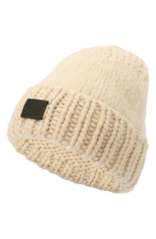 Allsaints Yarn Mix Knit Beanie In Sand Beige
