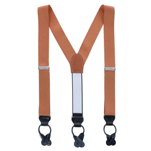 Trafalgar Phoenix 38mm Grosgrain Non Stretch Ribbon Button End Suspenders In Dark Khaki