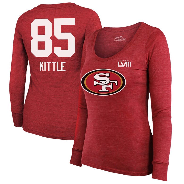 Shop Majestic Threads George Kittle Scarlet San Francisco 49ers Super Bowl Lviii Scoop Name & Number Tri-