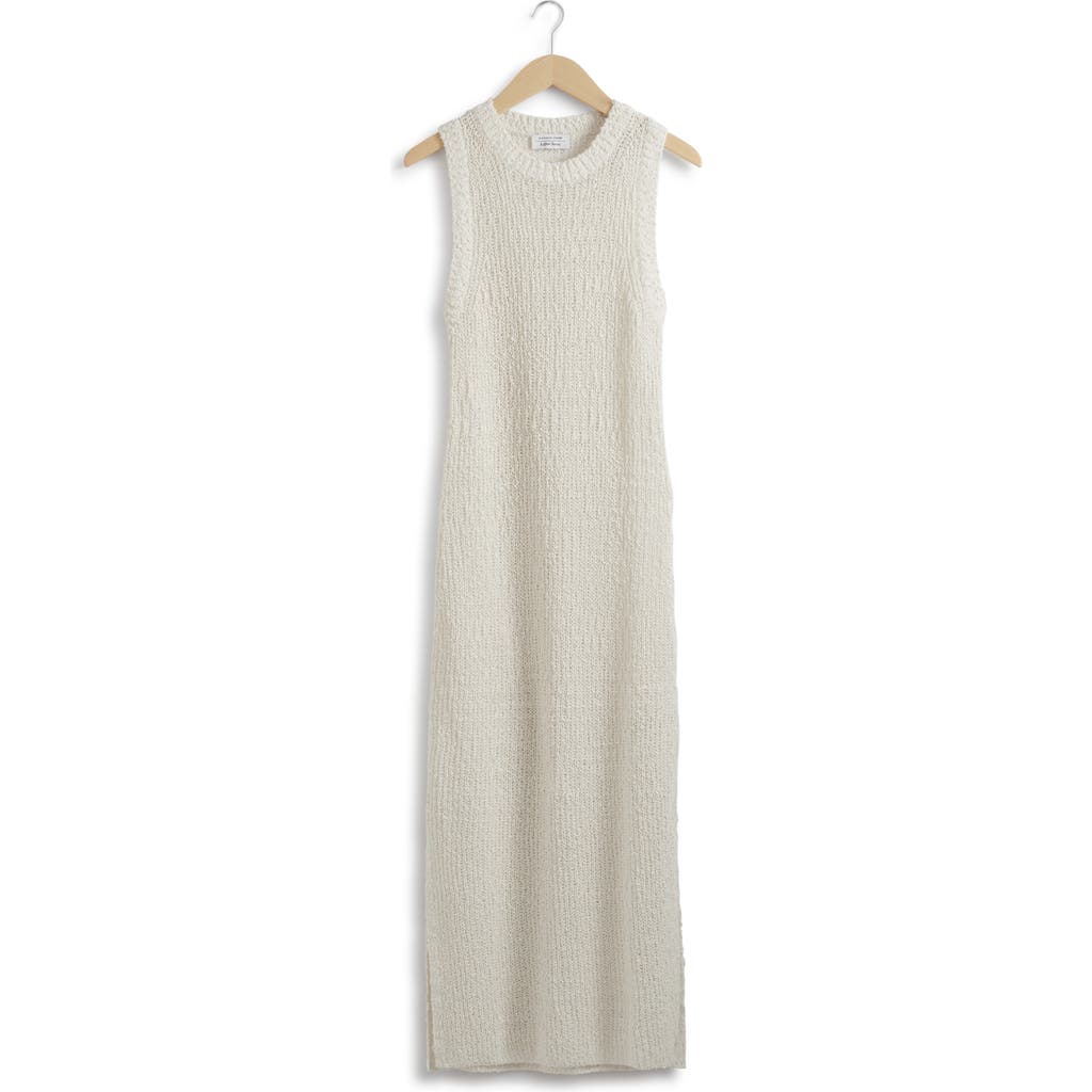 & Other Stories Silk & Cotton Jumper Dress In White Dusty Light