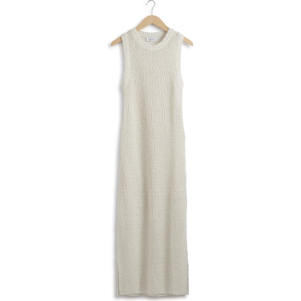 & Other Stories Silk & Cotton Sweater Dress In White Dusty Light