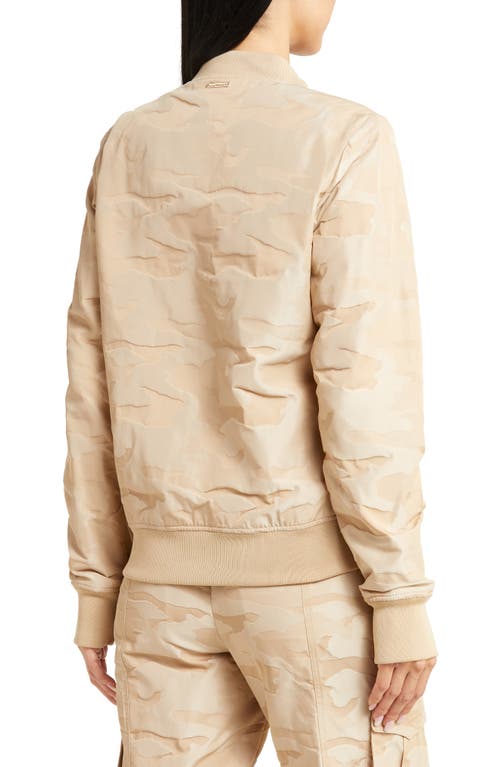 Shop Blanc Noir Reversible Camo Bomber Jacket In Irish Cream/gold