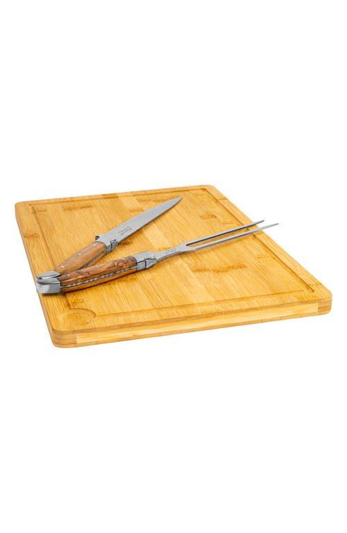 French Home Laguiole Carving Board & Tools Set In Olive Wood/brown