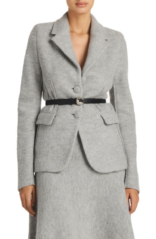 St. John Collection Brushed Wool Blend Belted Jacket Light Heather Gray at Nordstrom,