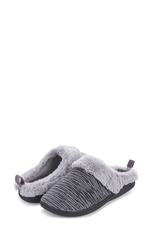 Floopi Faux Fur Trim Velour Clog Slipper In Grey