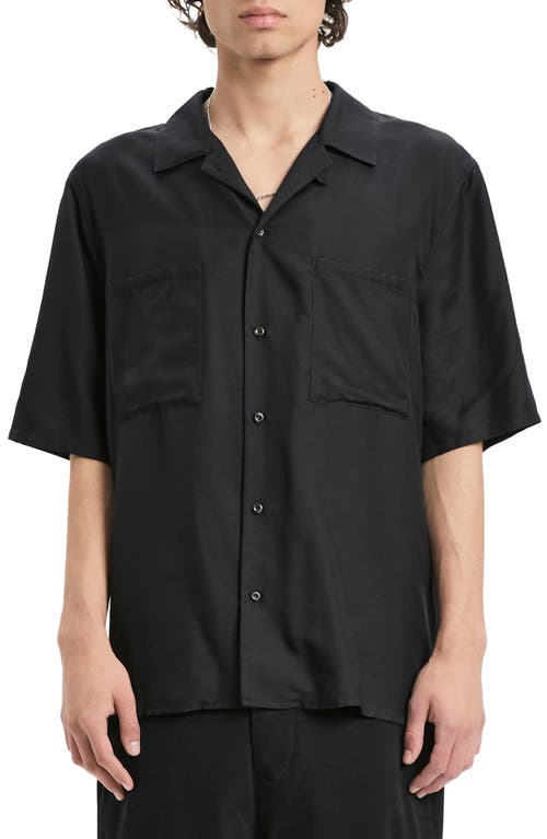 VAYDER Alonzo Oversize Lyocell & Silk Camp Shirt Black at Nordstrom,