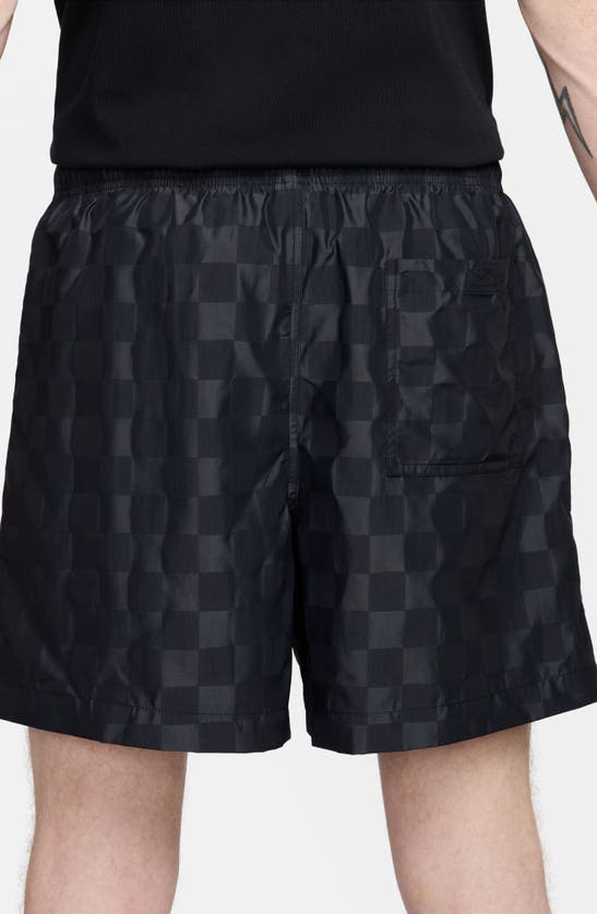 Shop Nike Club Flow Check Nylon Shorts In Black/ White