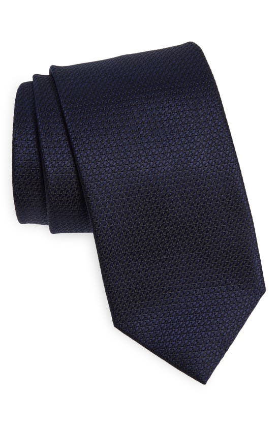 Shop Brioni Solid Silk Tie In Midnight Blue