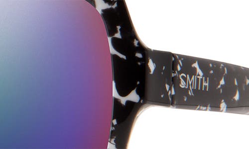 Shop Smith Flare 57mm Chromapop™ Polarized Round Sunglasses In Black Marble/violet Mirror