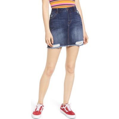 1822 Denim Ripped Denim Miniskirt, Blue