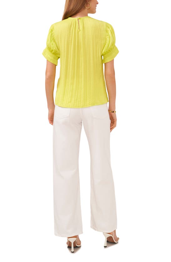 Shop Vince Camuto Shirred Neck Rumpled Satin Blouse In Island Lime