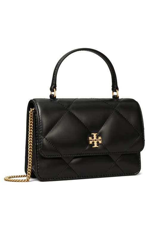 Tory Burch Kira Mini Quilted Leather Top-handle Bag In Black