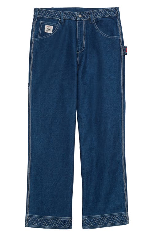 Shop Bode Embroidered Denim Knolly Brook Trousers In Indigo