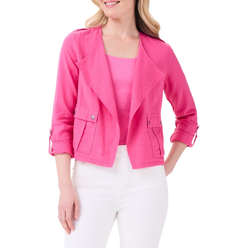 Nic + Zoe Nic+zoe Rumba Linen Blend Moto Jacket In Wild Pink