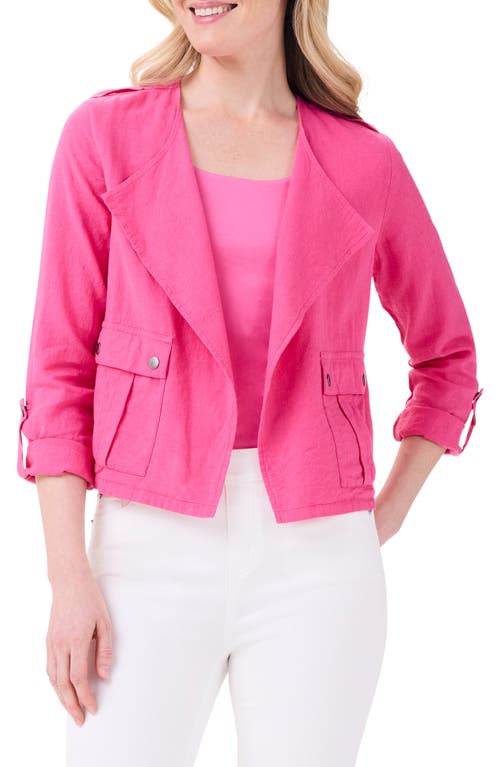 Shop Nic + Zoe Nic+zoe Rumba Linen Blend Moto Jacket In Wild Pink