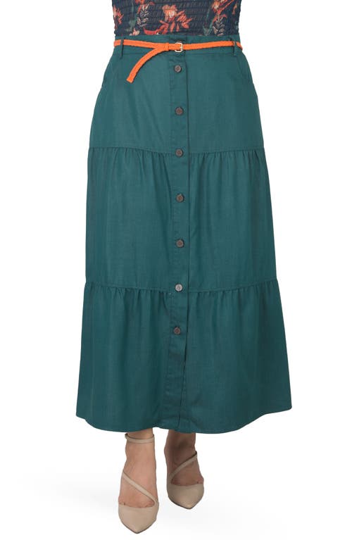 Standards & Practices Denim Maxi Peasant Skirt Olive at Nordstrom,
