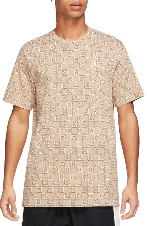 Jordan Flight Essentials Allover Print T-shirt In Hemp/sanddrift