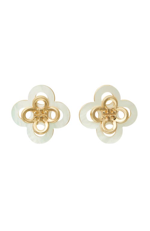Tory Burch Kira Stacked Clover Stud Earrings in Tory Gold /Mother Of Pearl at Nordstrom