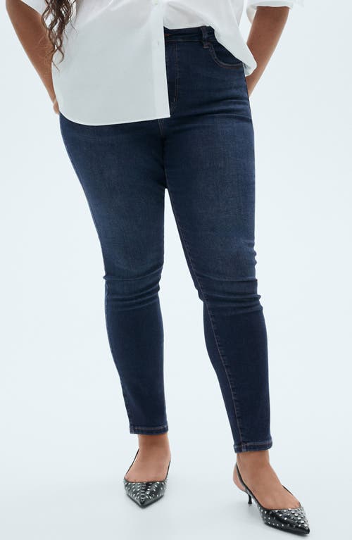 Shop Mango Carla High Waist Skinny Jeans In Dark Blue