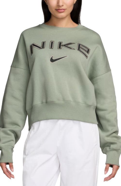 Shop Nike Phoenix Oversize Logo Fleece Sweatshirt In Jade Horizon/lt Orewood Brown