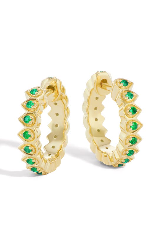 Shop Orly Marcel Mandala Petal Huggie Hoop Earrings In Green