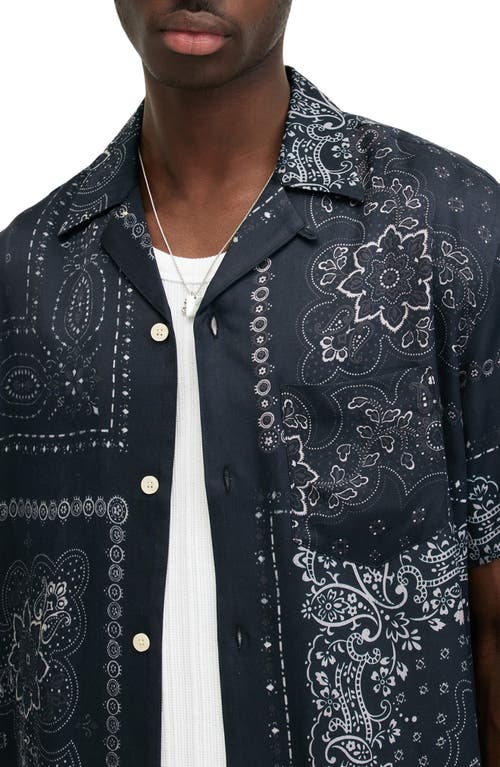 Shop Allsaints Jalisco Bandana Print Camp Shirt In Black