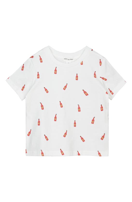 Shop Miles Baby Kids' Hot Sauce Print Organic Cotton T-shirt In Off White