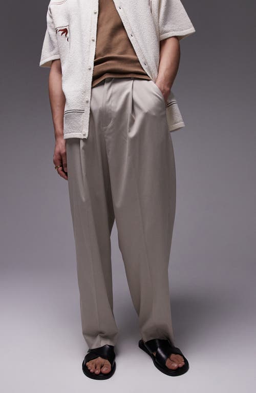 Shop Topman Wide Leg Pants In Stone