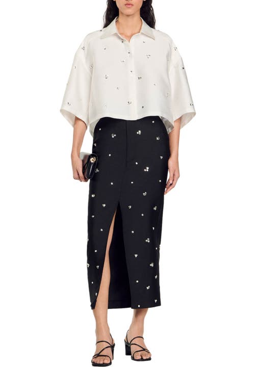 Shop Sandro Shirt Embellished With Rhinestones In White