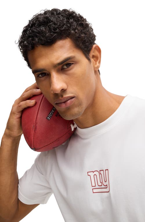 Shop Hugo Boss Boss X Nfl Stretch Cotton Graphic T-shirt In New York Giants - White