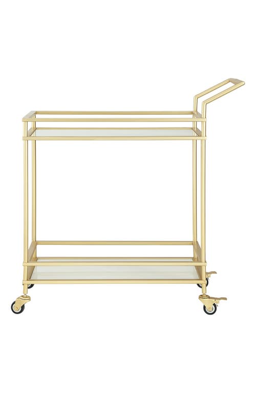Shop Inspired Home Rolling Bar Cart In Gold/white