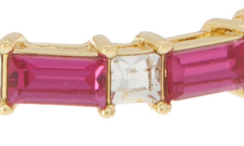 Shop Covet Cz Baguette Infinity Band Ring In Magenta/fuchsia