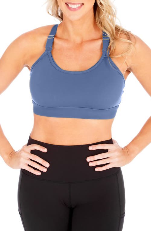 LOVE AND FIT Strappy Nursing Sports Bra in Slate Blue