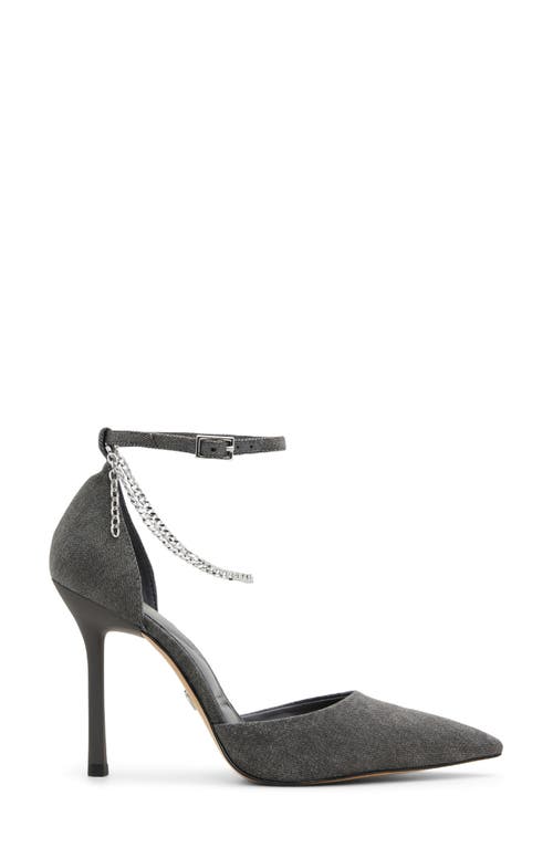 Aldo Aurelina Chain Ankle Strap Pointed Toe Pump In Dark Grey